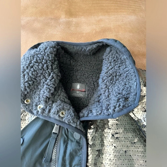 Free People Movement Hit The Slopes Sequin Jacket, Silver, X-Small, MSRP $298 - Picture 8 of 14